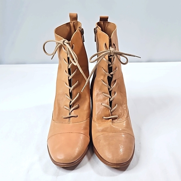 A Tan Leather Womens Boots Size 38 - Picture 3 of 8